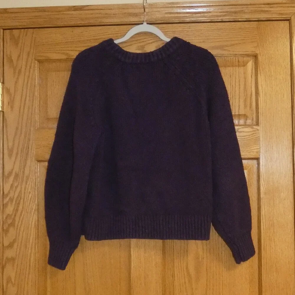 Banana Republic Boucle Deep Highland Purple Pullover Sweater Size L - Picture 6 of 6